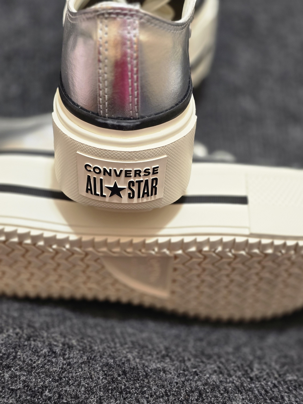 Converse Chuck Taylor All Star Lift Double Stack Silver Metallic Womens 8 Mens 6 - Picture 6 of 8